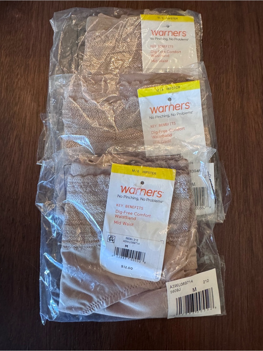 Warner's Nude Lace-Trim Bikini Panty 3 pair NWT in package